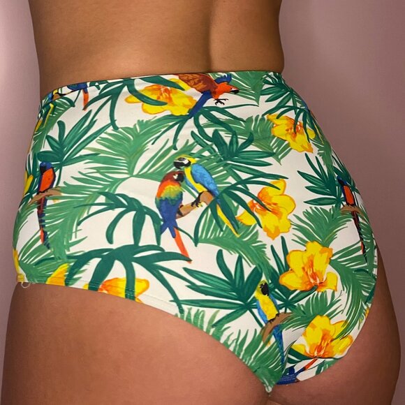 Palm Print High-Waisted Swimsuit Bottoms - Picture 5 of 5